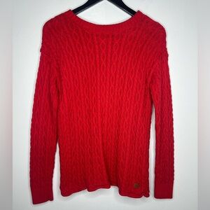 Peace Love World Red Cotton Cable Knit Sweater Heart “I Am Love” Size XXS